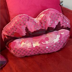 Pink Lips Shaped Pillow